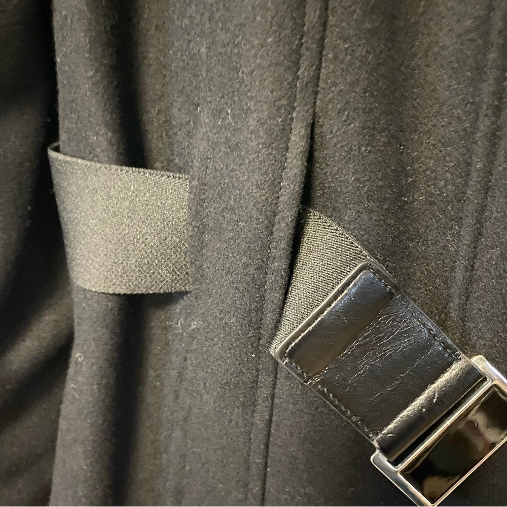 Calvin Klein Black Wool Coat Tailored Midi Trench Old Money Womens 10 Medium - Picture 6 of 14